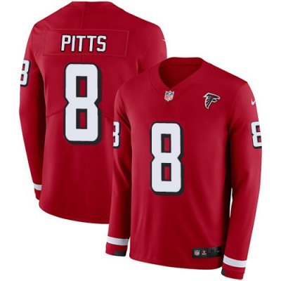 Nike Atlanta Falcons #8 Kyle Pitts Red Team Color Youth Stitched NFL Limited Therma Long Sleeve Jersey Youth
